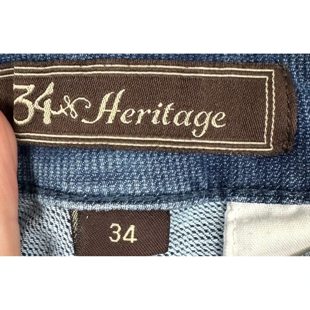 34 Heritage Denim Shorts Mens 34 Blue Jean Distressed Cuffed Stretch 5 Pocket